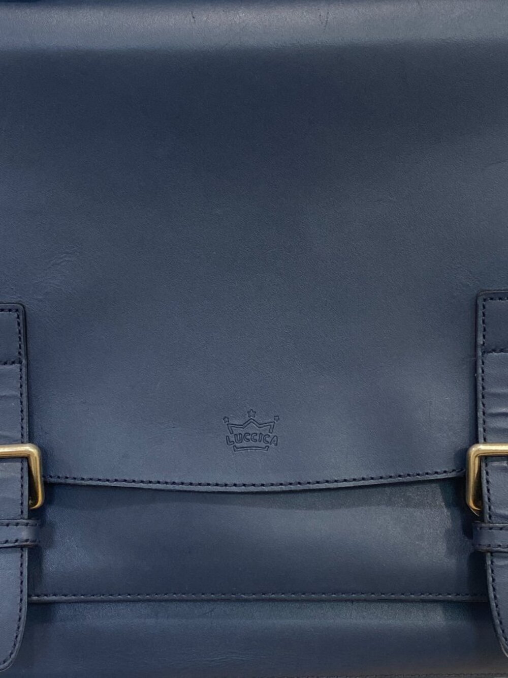 Luccica Navy Blue Leather Satchel Shoulder Bag Briefcase Minimalist Korean Desig - Picture 6 of 15